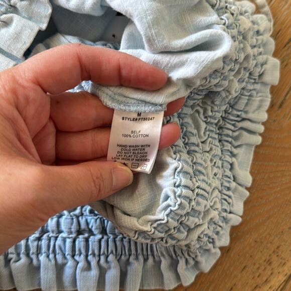 Nectar Clothing Chambray Smocked 100% Cotton Crop Top Blue Size M - Picture 6 of 6